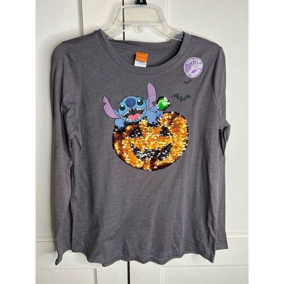 ❤️Disney Gray Lilo & Stitch Pumpkin Halloween Flip Sequin Shirt XXL Plus Size 18 - Picture 3 of 7